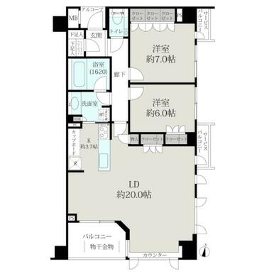 ２ＬＤＫ＋Ｓ（納戸）専有面積８２．４２ｍ２　室内リフォーム済み