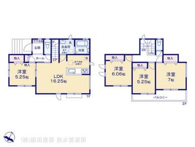 大きめのバルコニーが付いた、使いやすい４ＬＤＫの間取りです