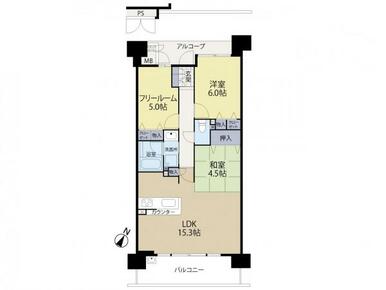 間取り2LDK＋フリールームの14階になります♪
