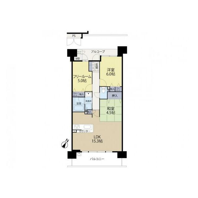 間取り2LDK＋フリールームの14階になります♪