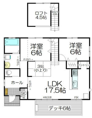 参考プラン　２ＳＬＤＫ＋Ｎ＋Ｗ・ＳＩＣ　７２．０４㎡　建物価格１，４２２万円（税込）