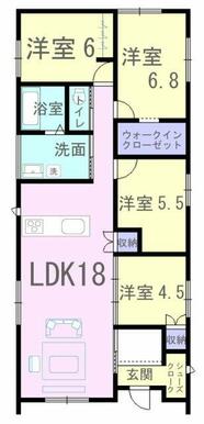 18帖の広々リビングに洋室が4部屋ある間取りです♪