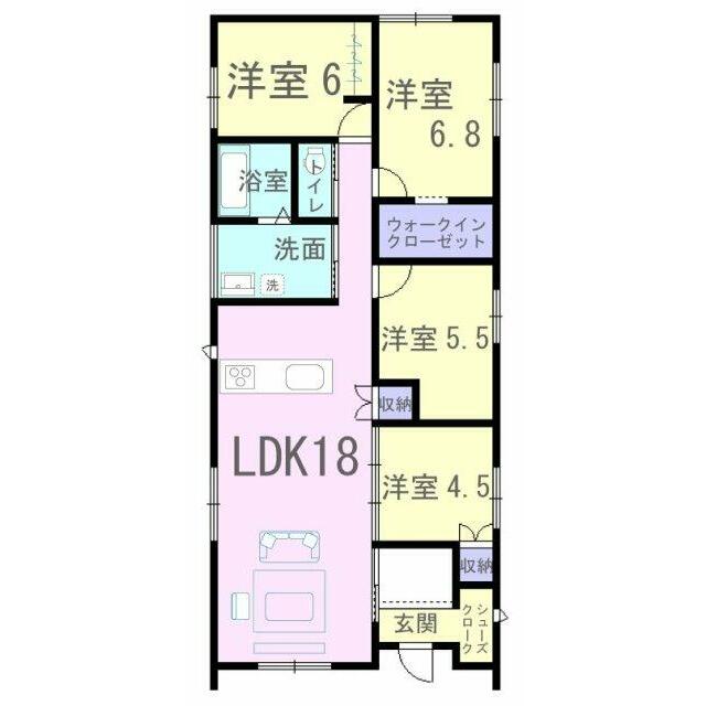 18帖の広々リビングに洋室が4部屋ある間取りです♪