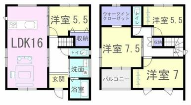 リビングを通らず2階へ行ける間取り！2階にもトイレ設置しました☆