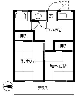 コーポ卯月 １０２ 2K