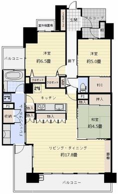 Ｌ字型の広々バルコニーからは、高層階ならではの眺望をお楽しみいただけます♪