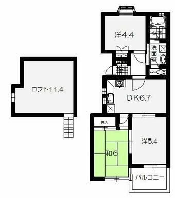 DKを中心に南北に振り分けられた間取り