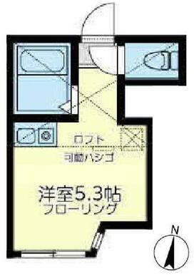 １０６　洋室５．３帖＋ロフト６．１８㎡