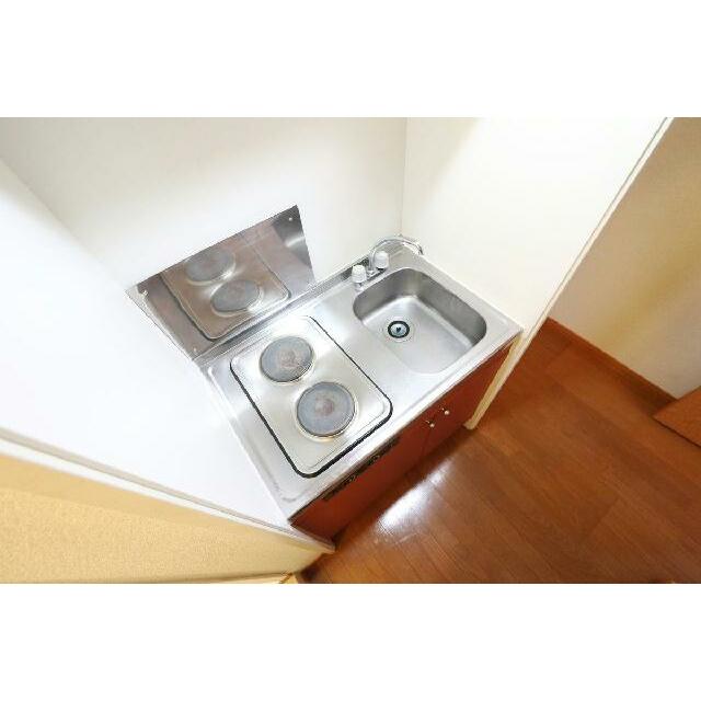 ２口コンロ付きラジエントヒータを設置
